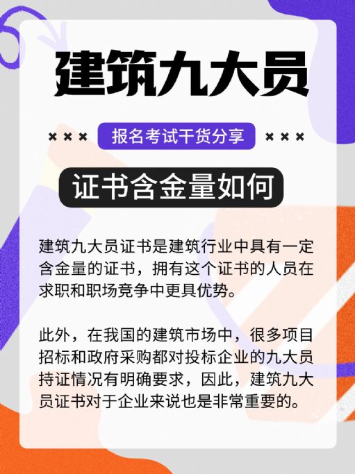 建筑九大员考试难不难？含金量如何？
