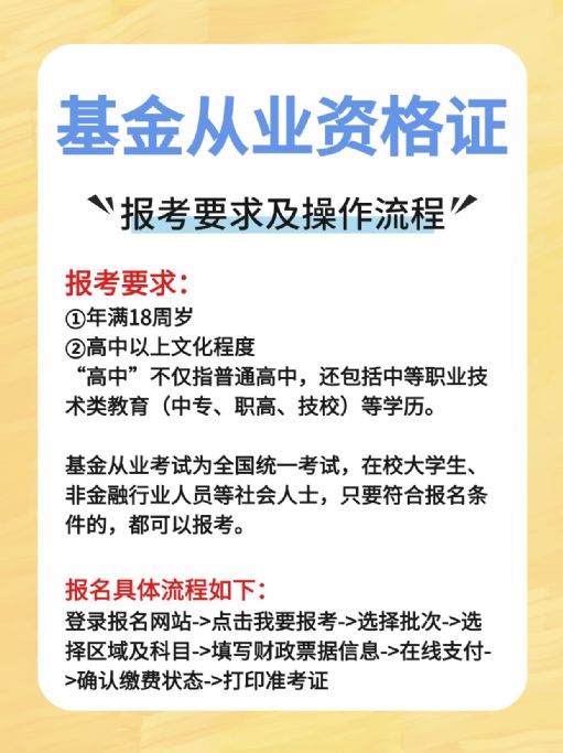 基金从业资格证报名考试及操作流程