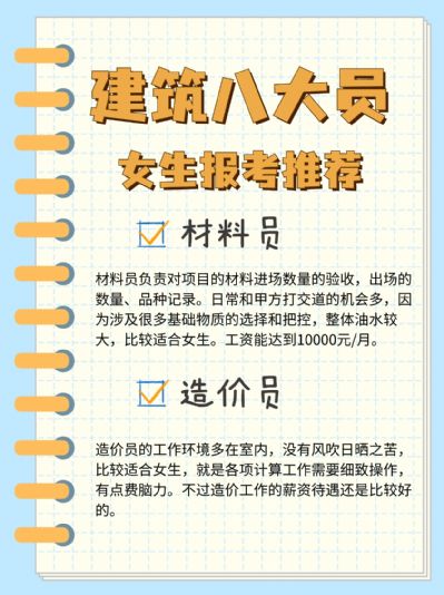 建筑八大员报考：哪些适合女生？