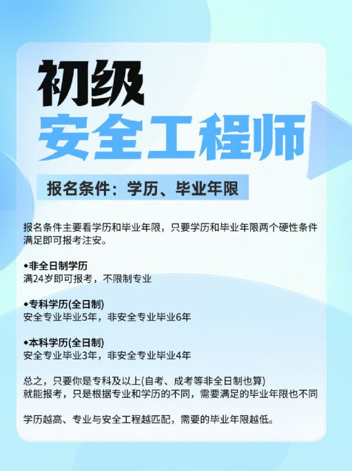 初级安全工程师报考年限多少？非专业能考吗？