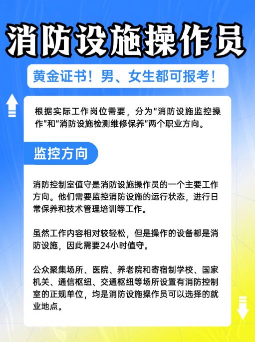 消防设施操作员证两种就业方向，你适合哪种？
