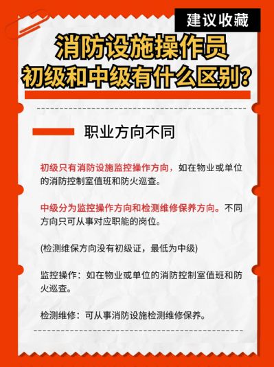 消防设施操作员证书等级有什么区别？