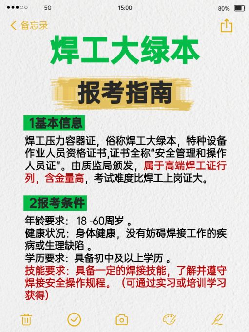 焊工证大绿本压力容器证报考指南